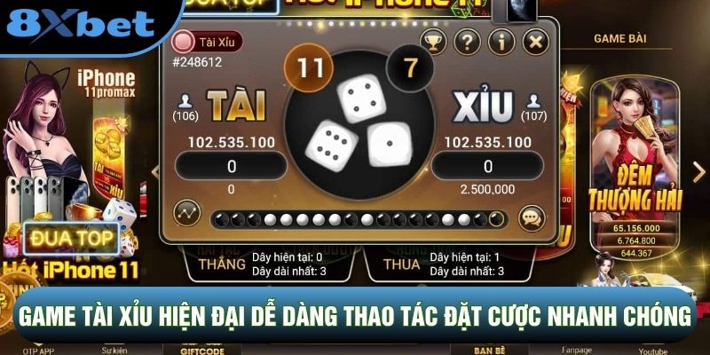Game tài xỉu hiện đại dễ dàng thao tác đặt cược nhanh chóng Game tài xỉu hiện đại dễ dàng thao tác đặt cược nhanh chóng